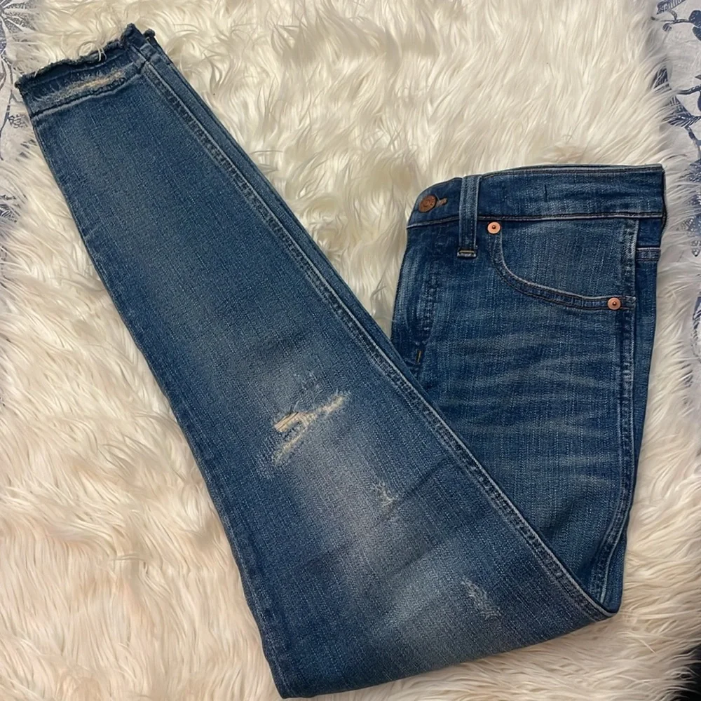 MADEWELL RAW HEM DISTRESSED 9” High-Rise Skinny Jean Size 27 - Picture 2 of 10